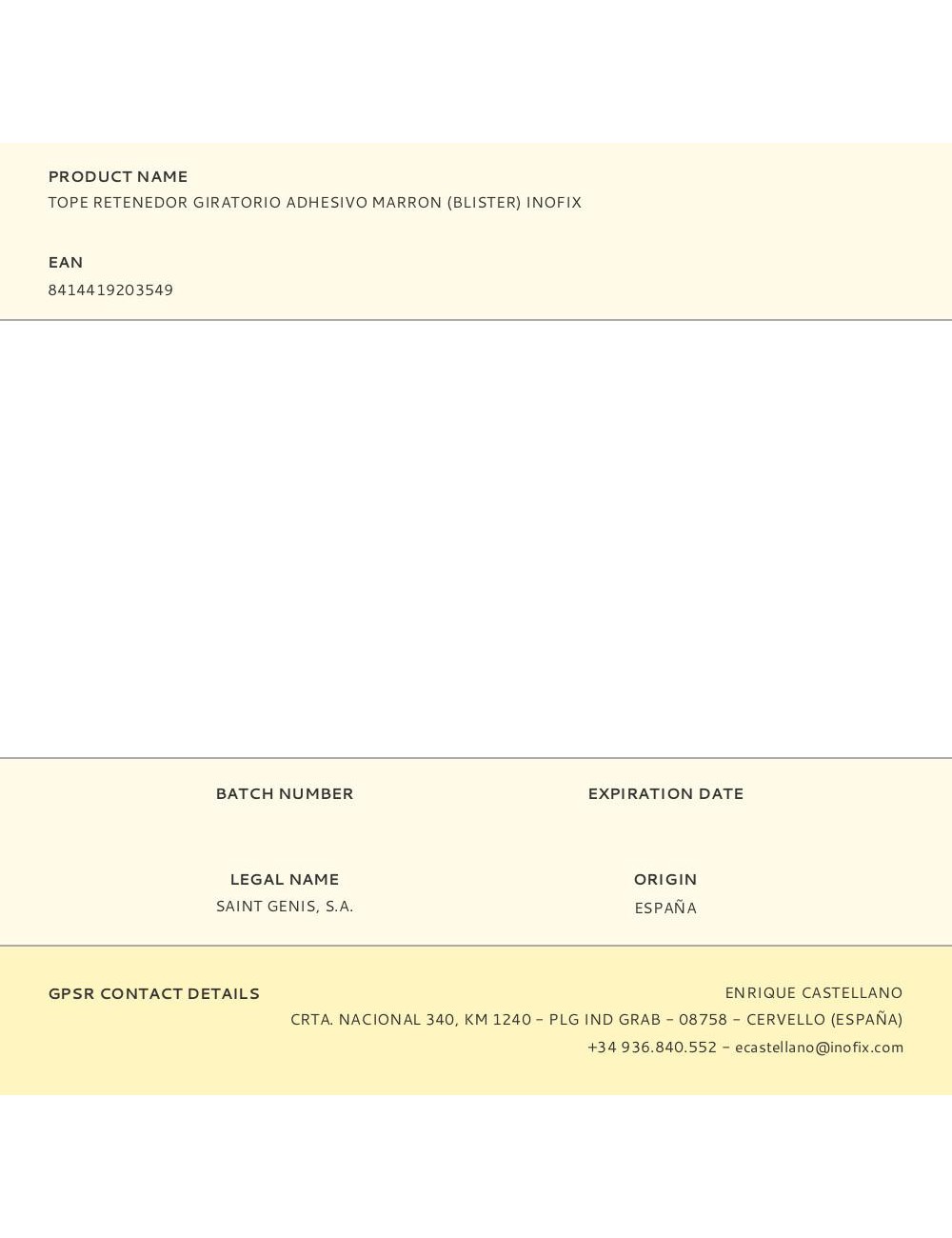 Tope retenedor giratorio adhesivo marron (blister) inofix