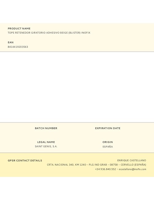 Tope retenedor giratorio adhesivo beige (blister) inofix