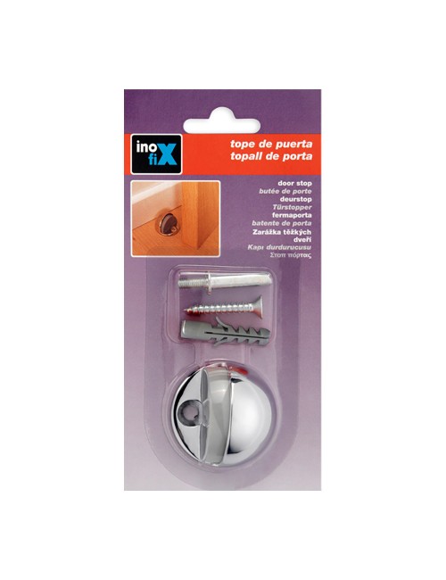 Tope de puerta metalico con tornillo cromado (blister) inofix