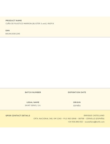 Cuña de plastico marron (blister 3 unid.) inofix