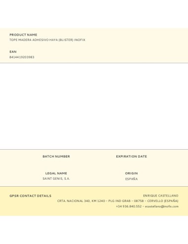 Tope madera adhesivo haya (blister) inofix