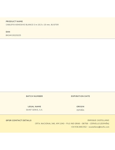 Cablefix adhesivo blanco 3 m 10,5 x 10 mm, blister