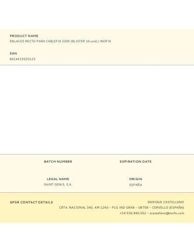 Enlaces recto para cablefix 2200 (blister 10 unid.) inofix