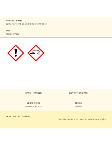 Quita manchas de óxido de hierro 15 ml