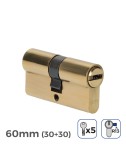 Cilindro de latón 60mm (30+30mm) leva corta r13 con 5 llaves de seguridad incluidas