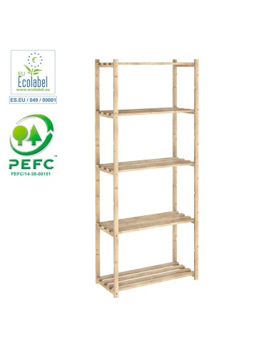 Estanteria pino serie natura sin barniz 100% pefc cert 171 x 65 x 30 cm
