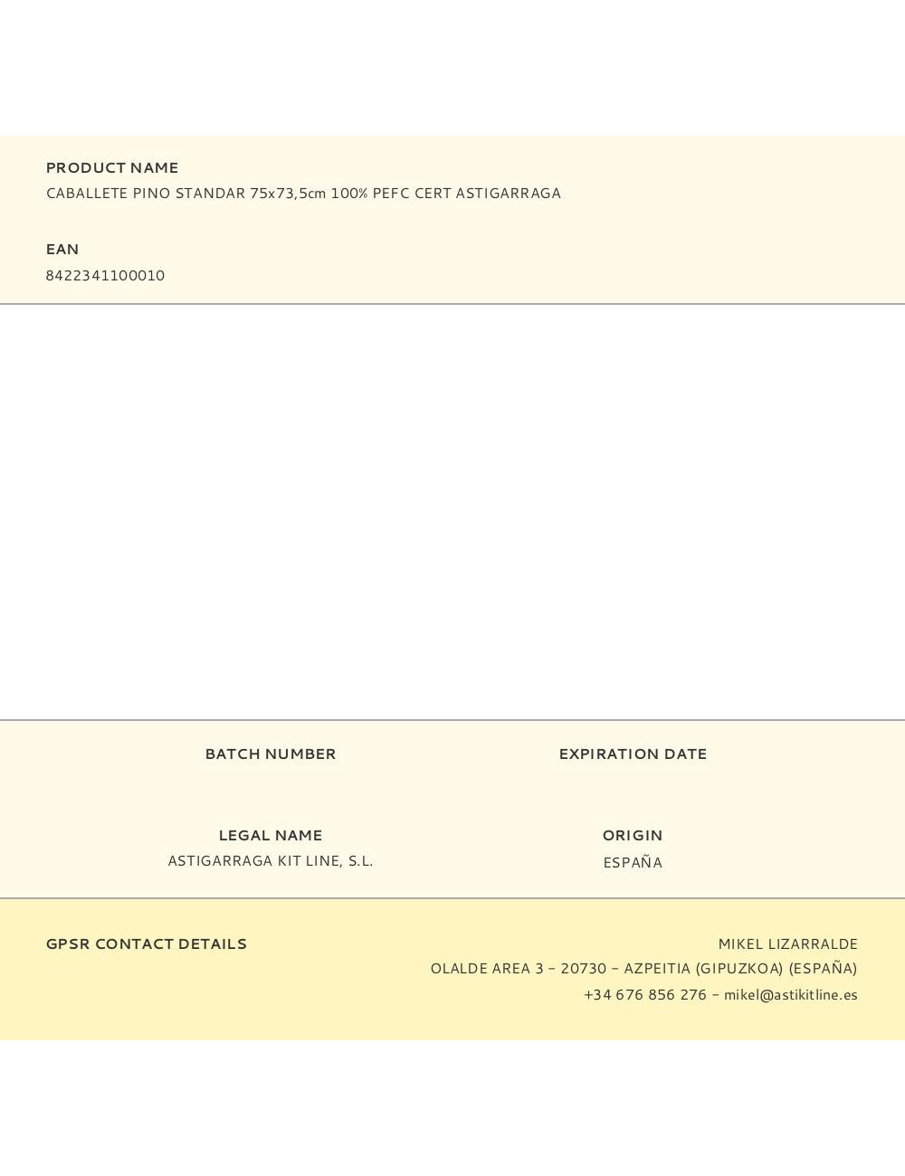 Caballete pino standar 75x73,5cm 100% pefc cert astigarraga