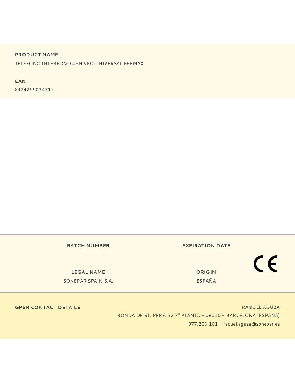 Telefono interfono 4+n veo universal fermax