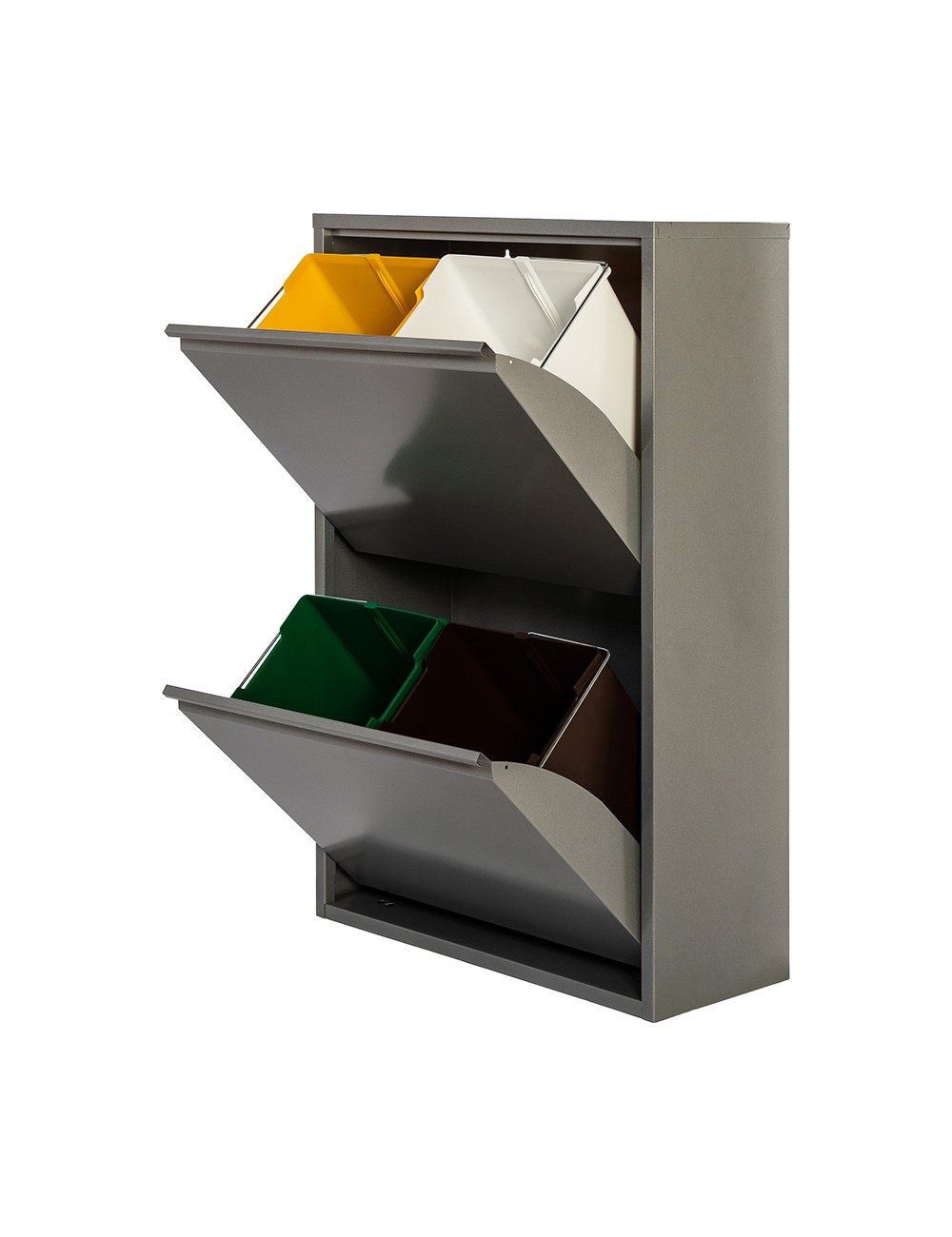 Armario metalico reciclaje 4 cajones gris 92 x 60 x 25 cm