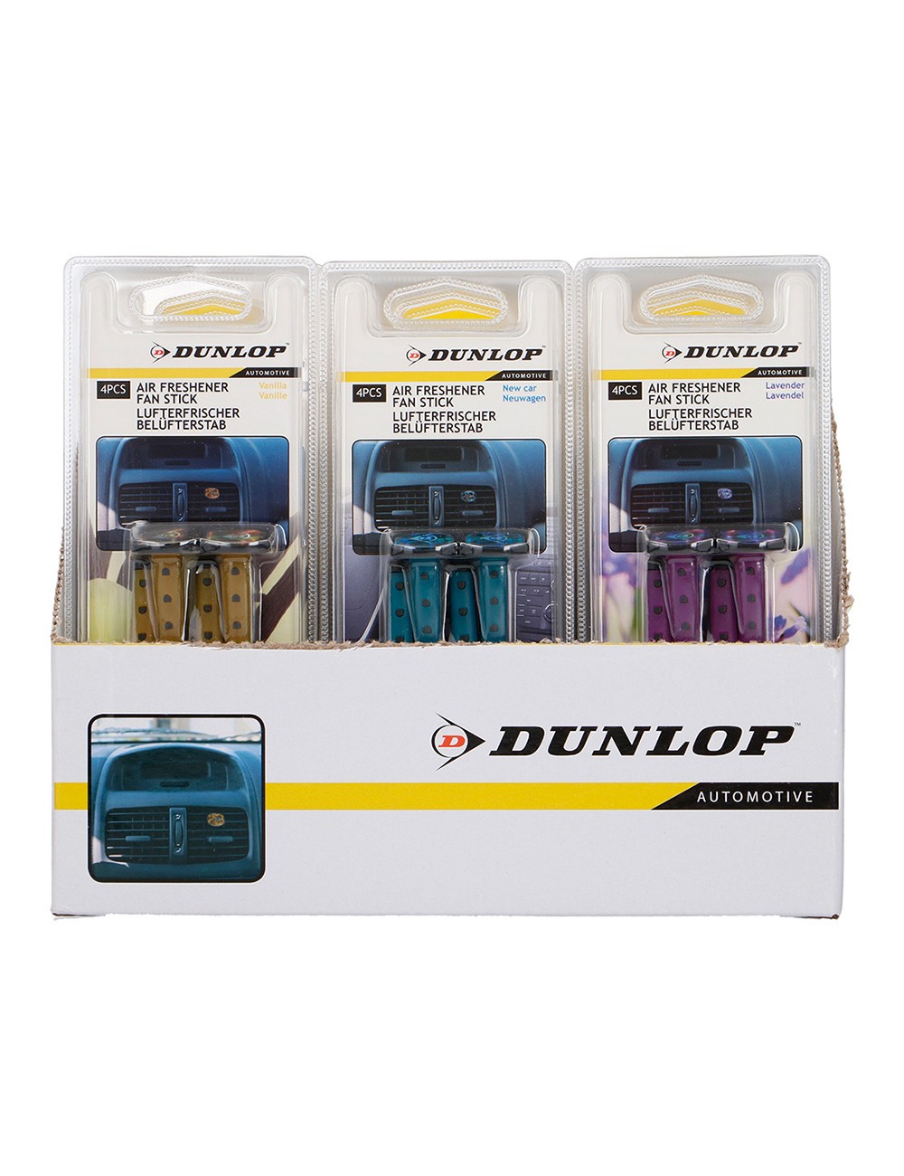 Pack 4 ambientadores en stick para coche dunlop colores / modelos surtidos