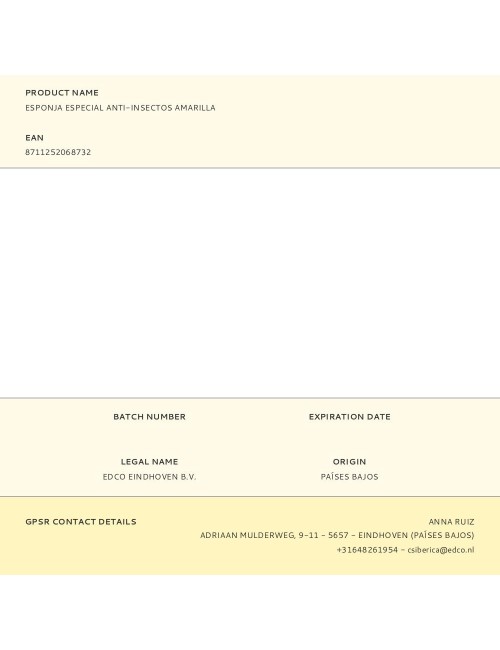 Esponja especial anti-insectos amarilla