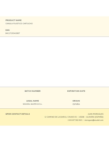 Cánula plástico cartucho