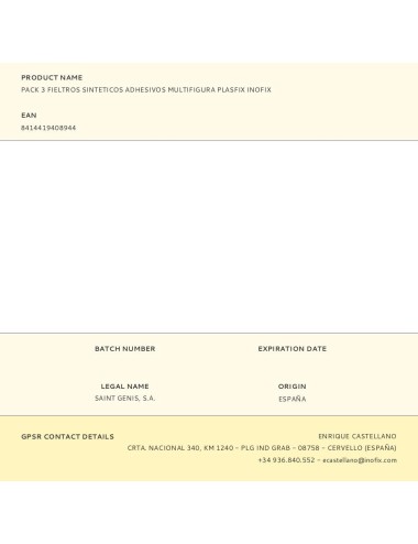 Pack 3 fieltros sinteticos adhesivos multifigura plasfix inofix