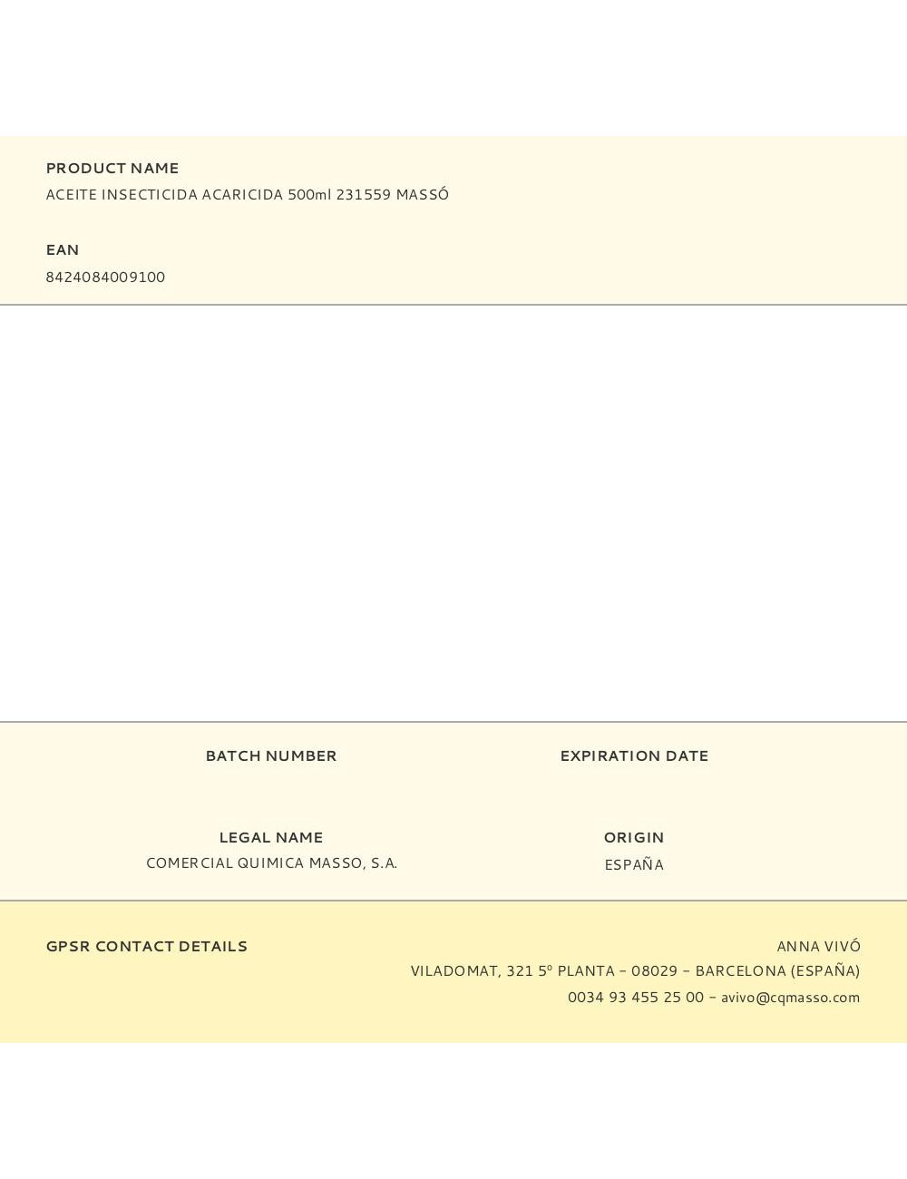 Aceite insecticida acaricida 500ml 231559 massó