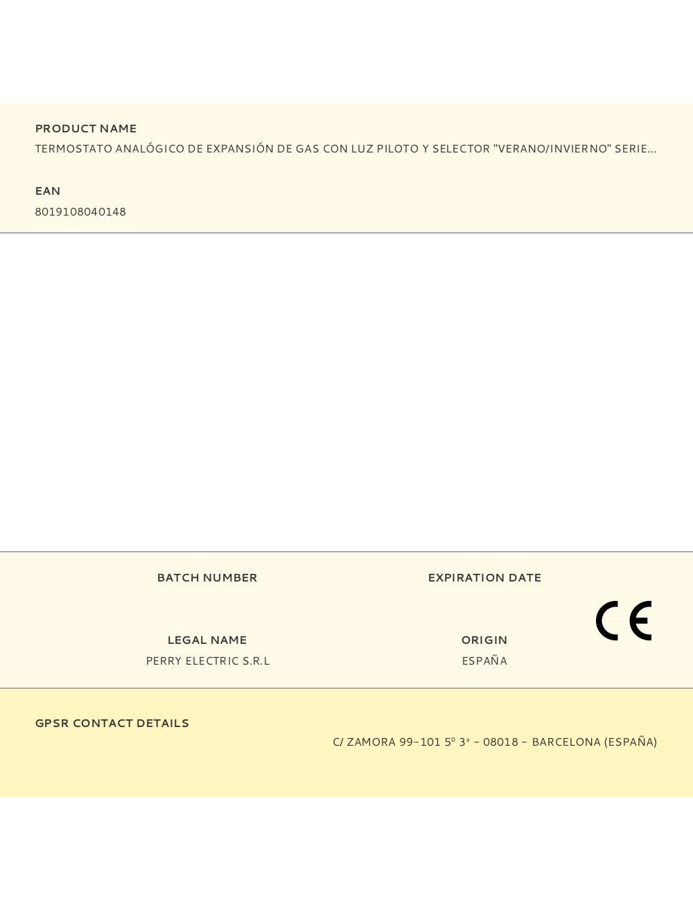 Termostato analógico de expansión de gas con luz piloto y selector "verano/invierno" serie teg