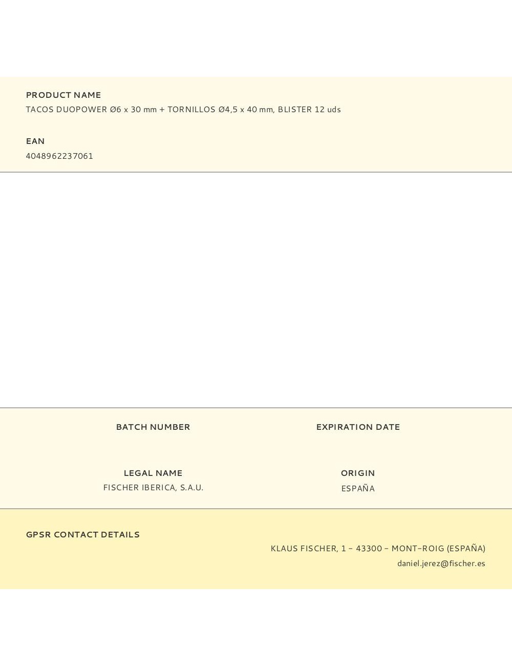 Tacos duopower ø6 x 30 mm + tornillos ø4,5 x 40 mm, blister 12 uds
