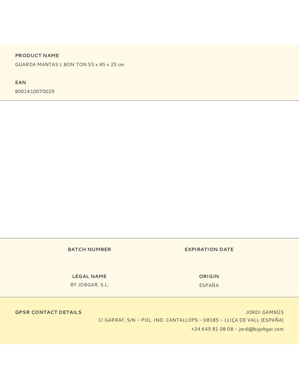 Guarda mantas l bon ton 55 x 45 x 25 cm