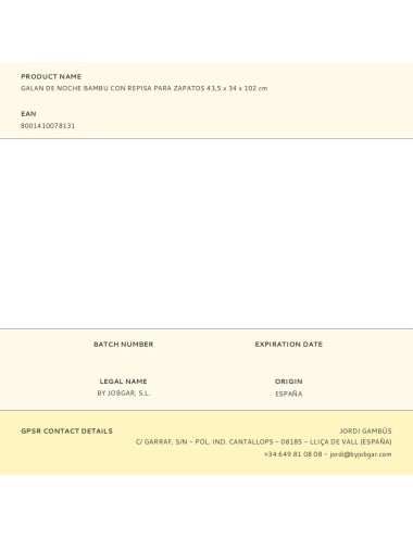 Galan de noche bambu con repisa para zapatos 43,5 x 34 x 102 cm