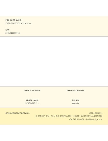 Cubo mickey 32 x 32 x 32 cm