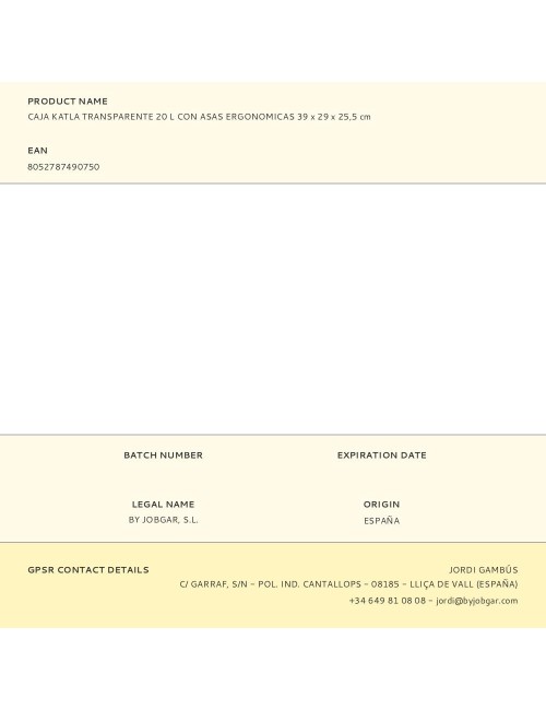 Caja katla transparente 20 l con asas ergonomicas 39 x 29 x 25,5 cm