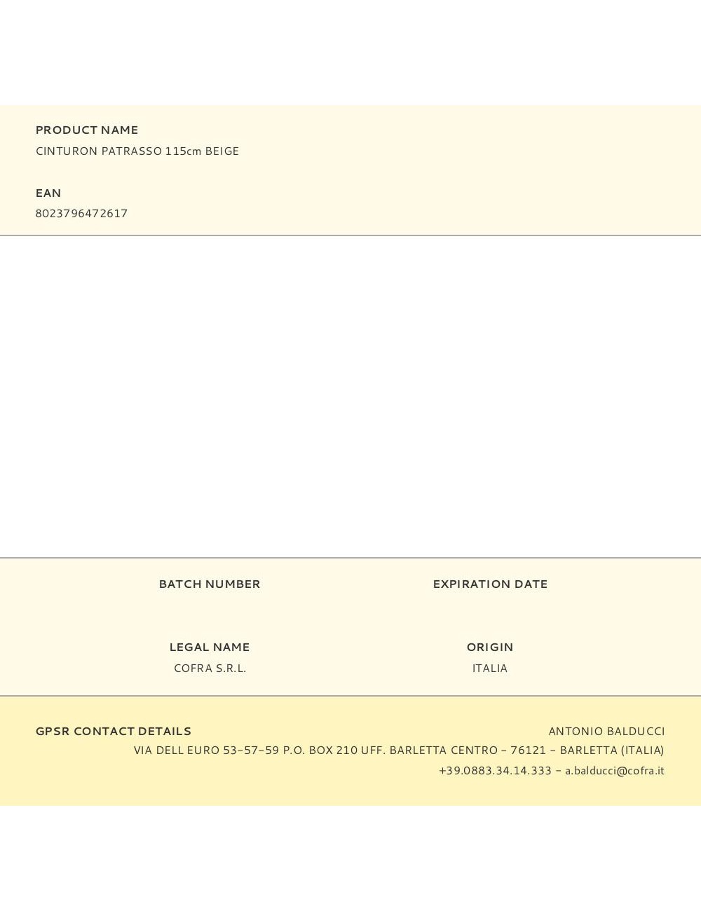 Cinturon patrasso 115cm beige