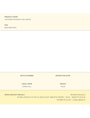 Cinturon patrasso 135cm beige