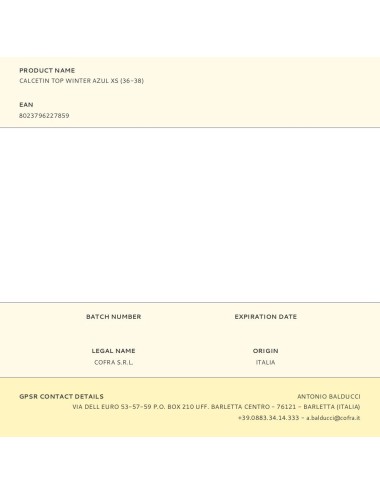 Calcetin top winter azul xs (36-38)