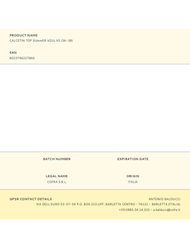 Calcetin top summer azul xs (36-38)