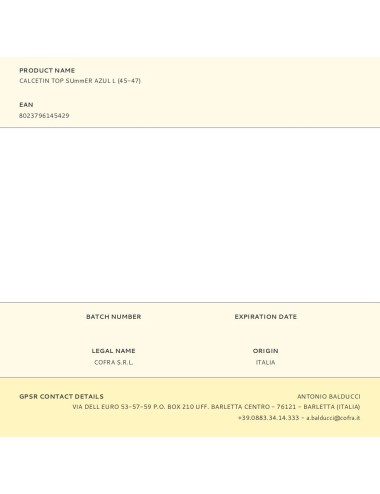 Calcetin top summer azul l (45-47)