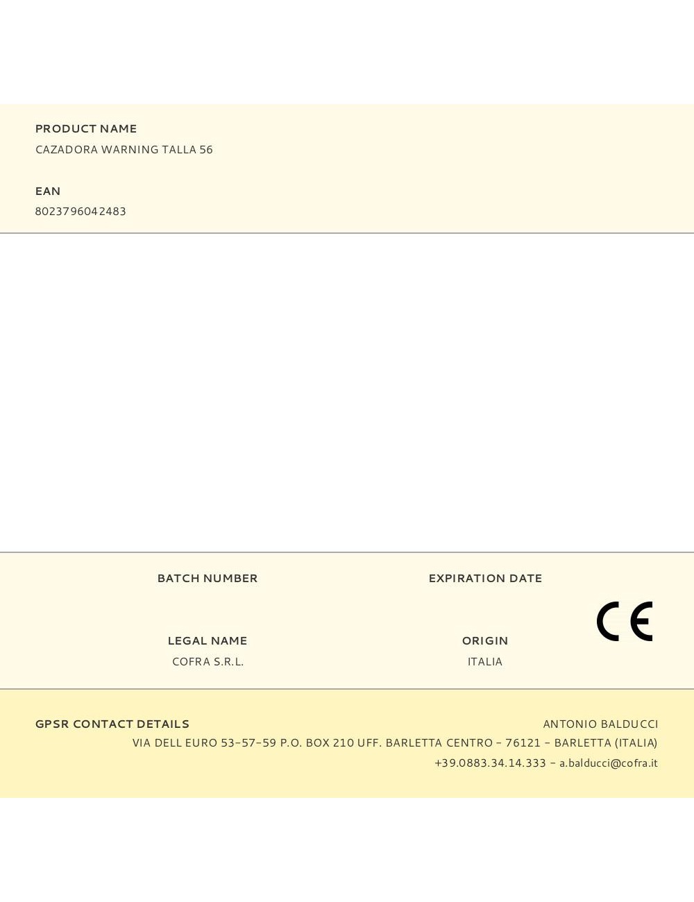 Cazadora warning talla 56