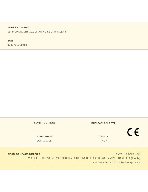 Bermuda kediri azul marino negro talla 44