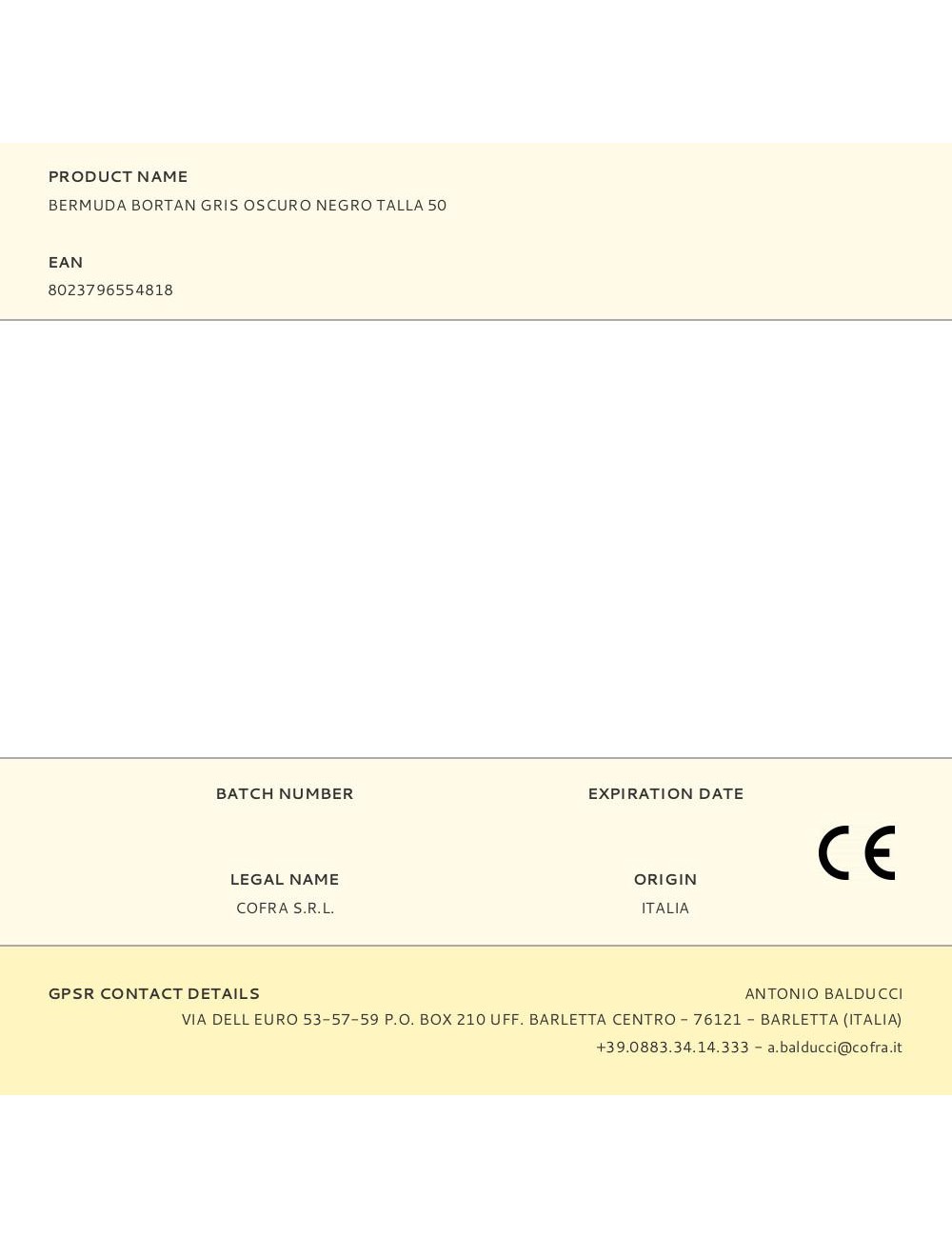 Bermuda bortan gris oscuro negro talla 50