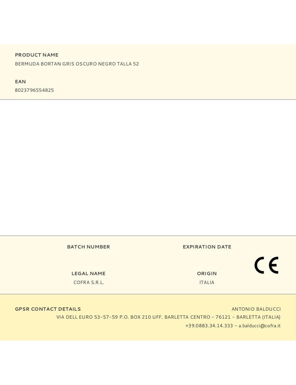 Bermuda bortan gris oscuro negro talla 52