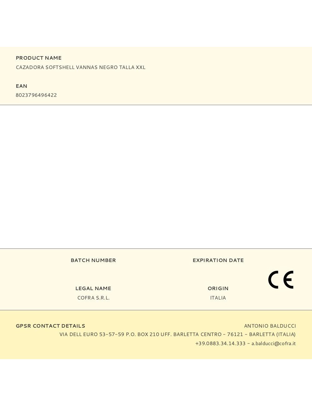 Cazadora softshell vannas negro talla xxl