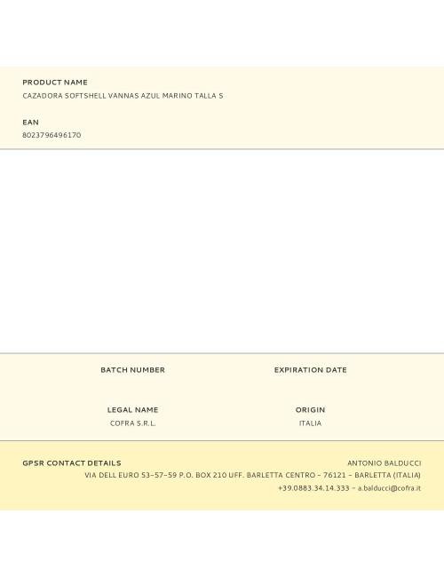 Cazadora softshell vannas azul marino talla s