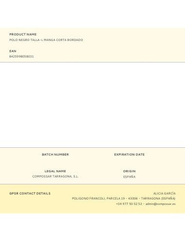 Polo negro talla-l manga corta bordado