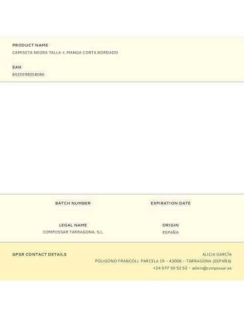 Camiseta negra talla-l manga corta bordado