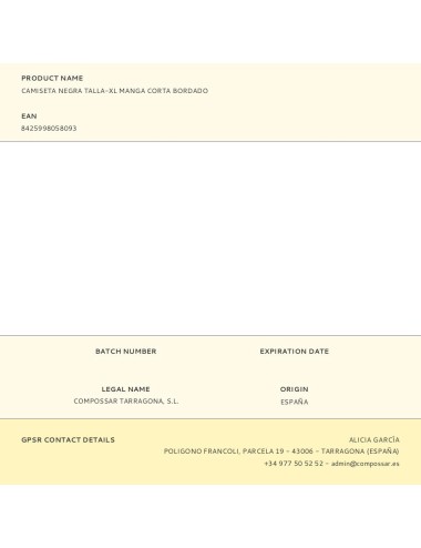 Camiseta negra talla-xl manga corta bordado