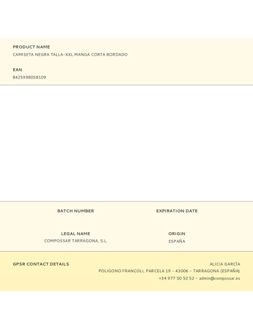 Camiseta negra talla-xxl manga corta bordado