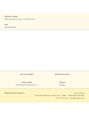 Bermuda negra talla-s serigrafiada