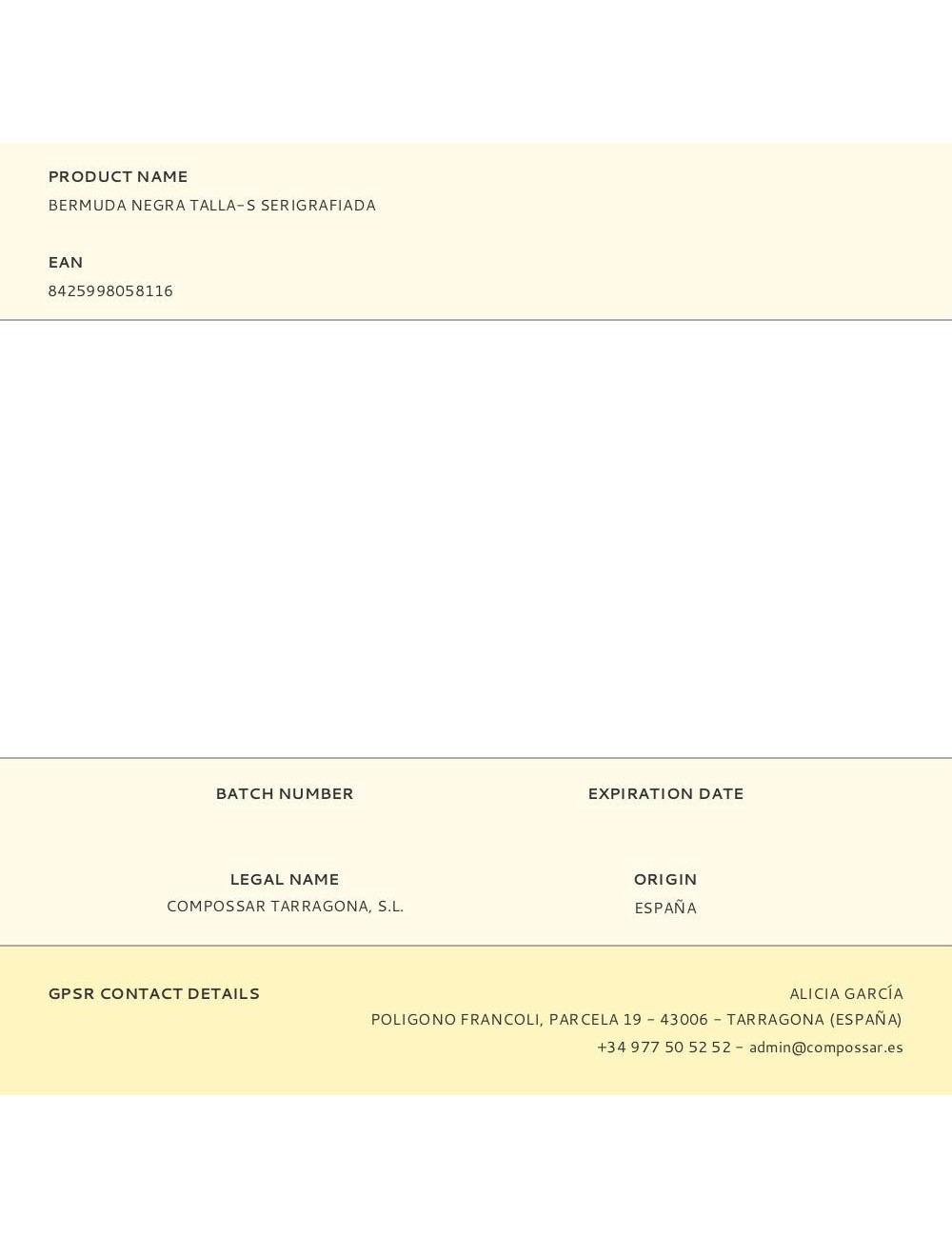 Bermuda negra talla-s serigrafiada