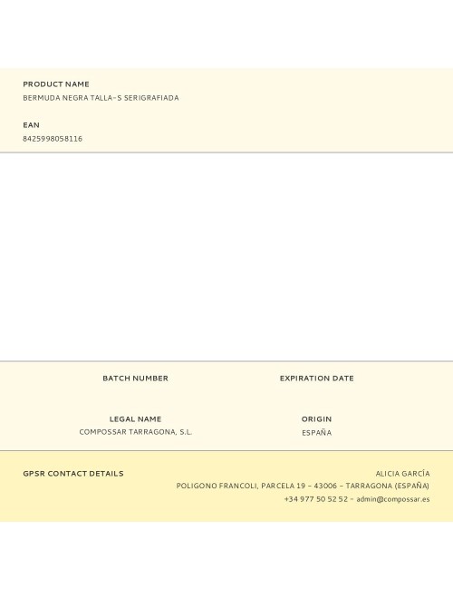 Bermuda negra talla-s serigrafiada