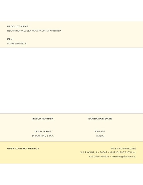 Recambio valvula para 74144 di martino