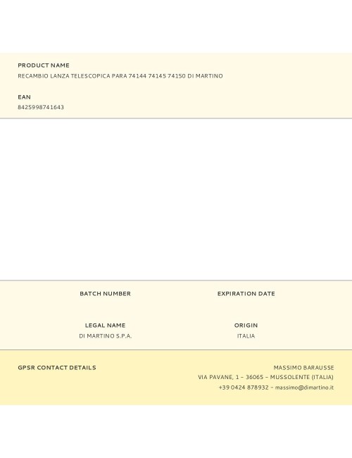Recambio lanza telescopica para 74144 74145 74150 di martino