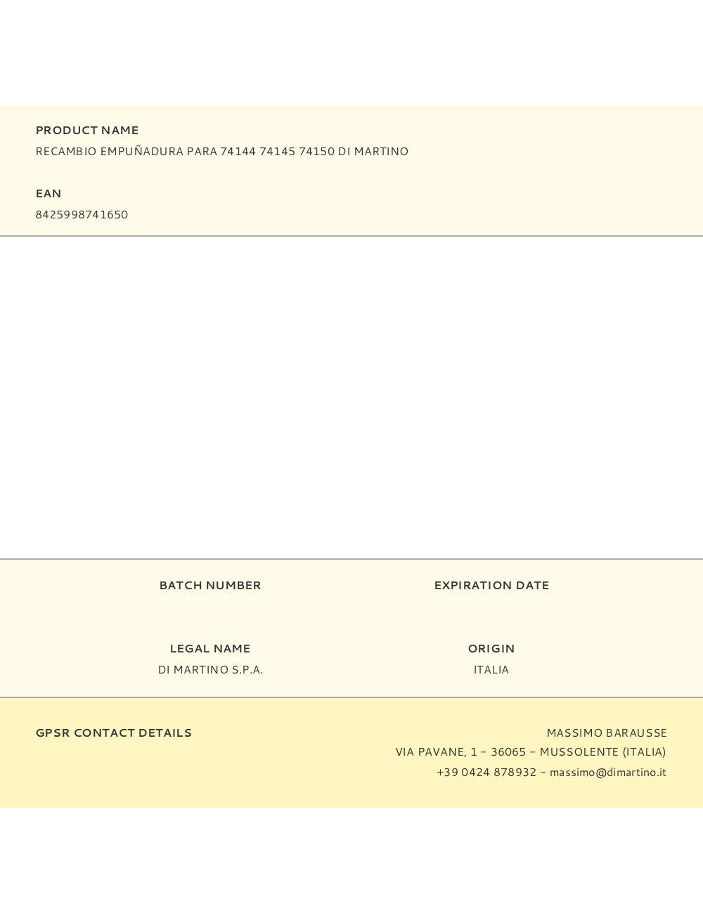 Recambio empuñadura para 74144 74145 74150 di martino