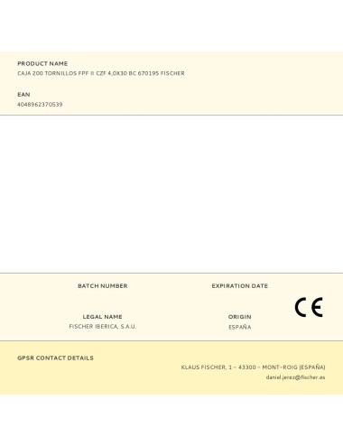 Caja 200 tornillos fpf ii czf 4,0x30 bc 670195 fischer