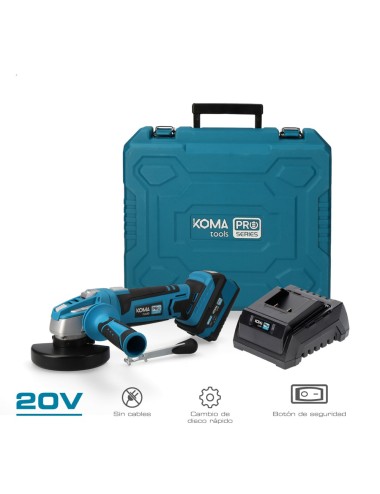 Kit amoladora 20 v con 1 bateria 4.0ah y cargador 08772. 28,9 x 27 cm. pro series battery