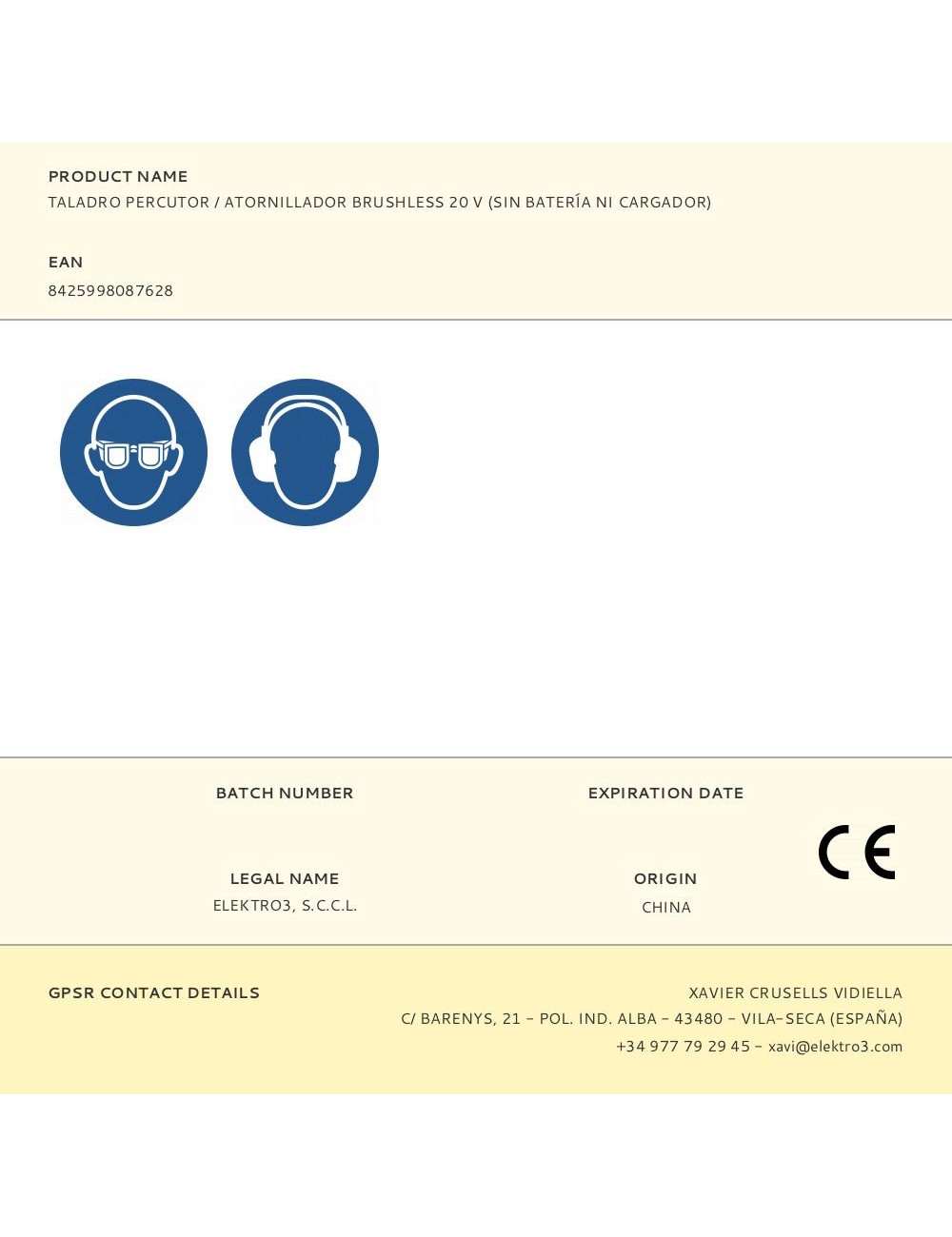 Taladro percutor / atornillador brushless 20 v (sin batería ni cargador)