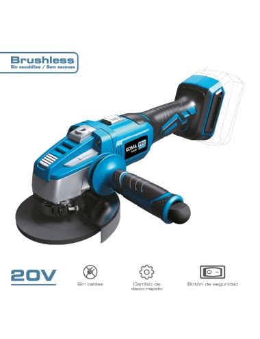 Amoladora brushless 20v (sin batería ni cargador) ø125 mm 37,5 x 12 cm