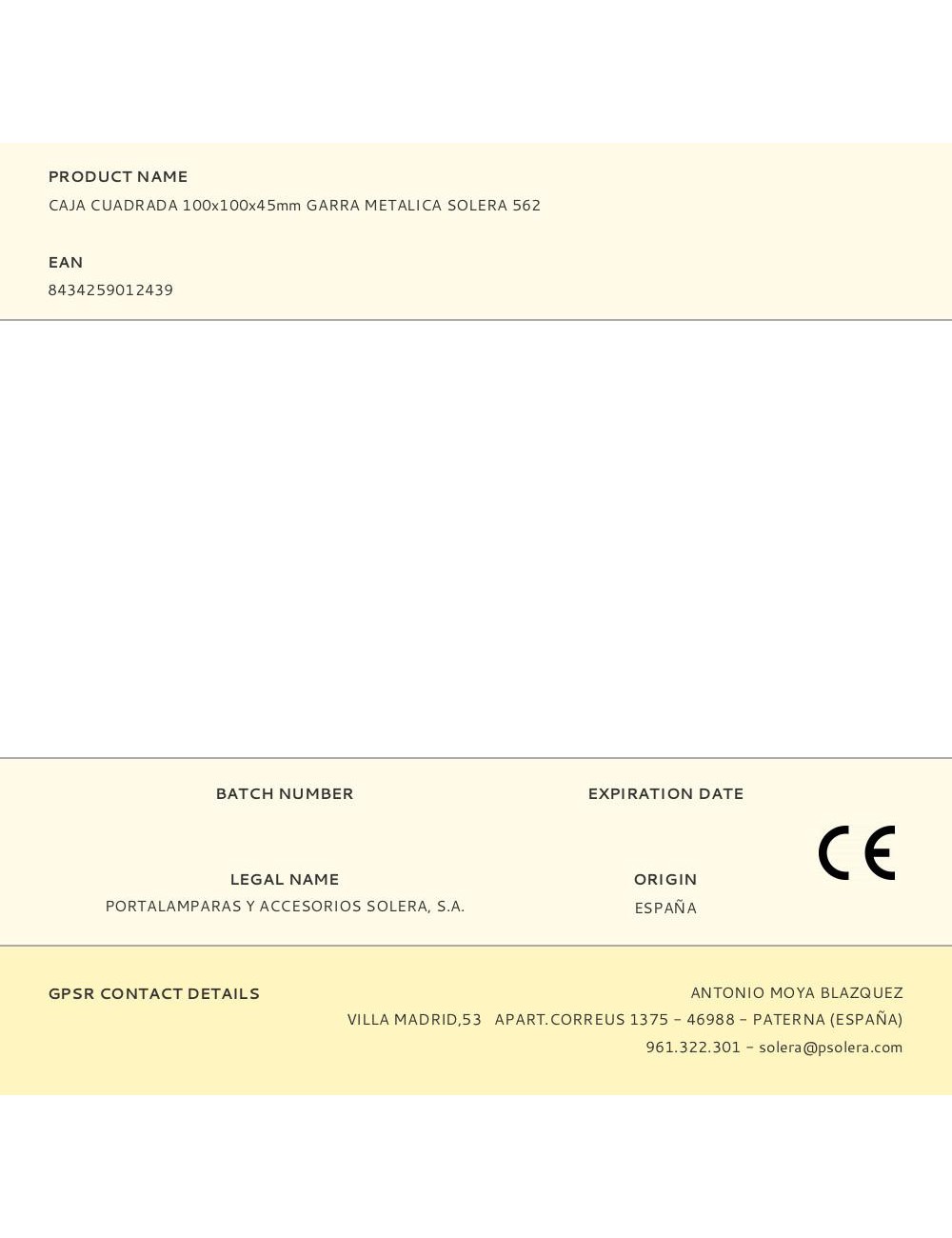 Caja cuadrada 100x100x45mm garra metalica solera 562